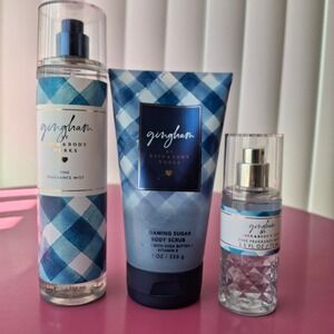 Bath & Body Works GINGHAM Sugar Body Scrub & Fine Fragrance Mist Set 8oz 2.5oz